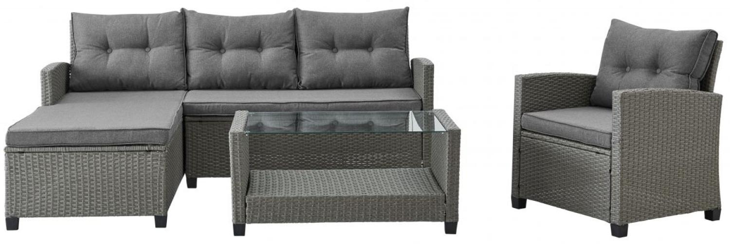 TrendLine Balkon Sofa Set Madison Garten Lounge Grau inkl. Sitz und Rückenkissen Bild 1