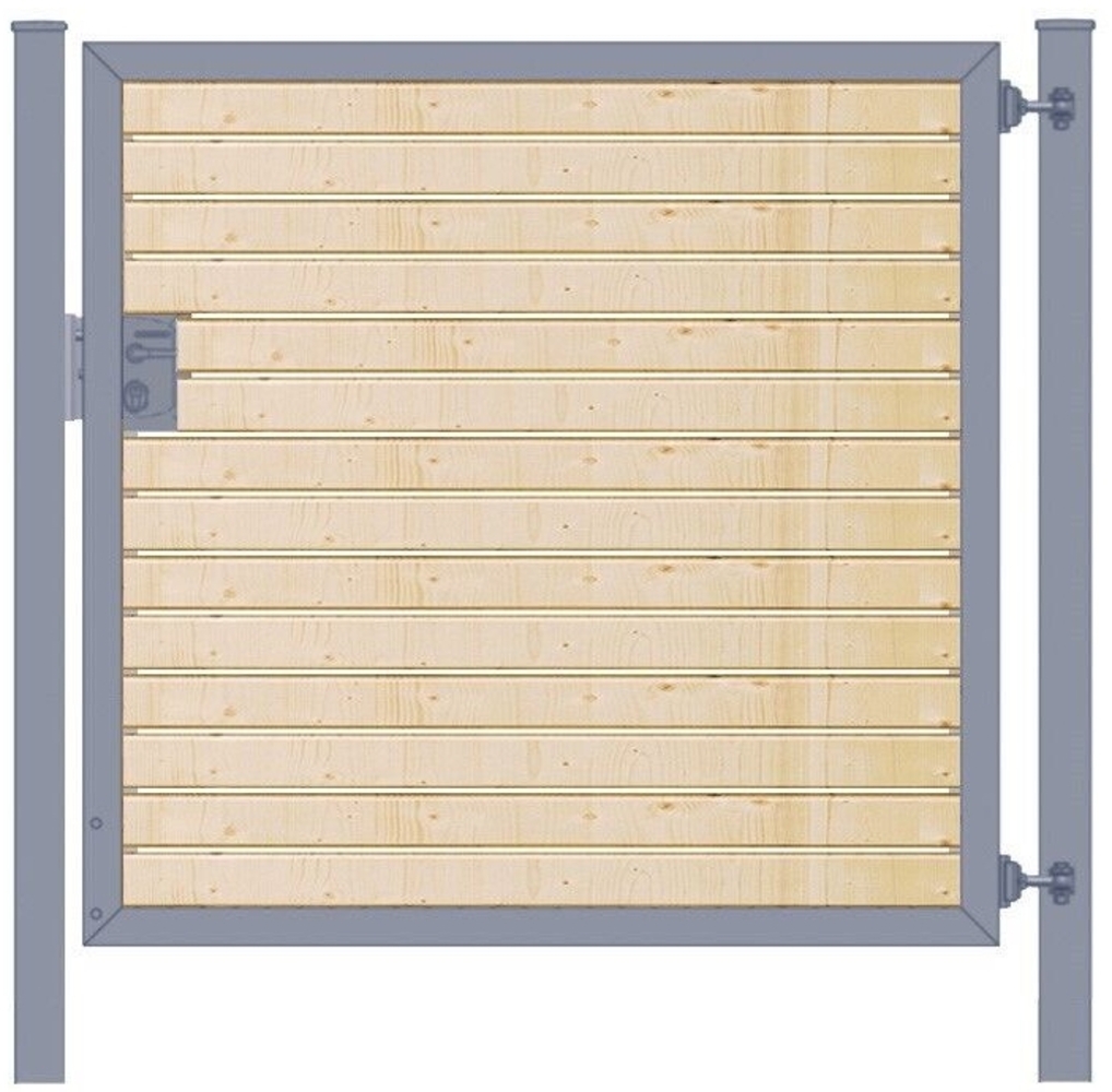 Gartentor Premium Line (1-flg.) mit Holzfüllung waagerecht Anthrazit B: 125 cm x H: 200 cm Bild 1