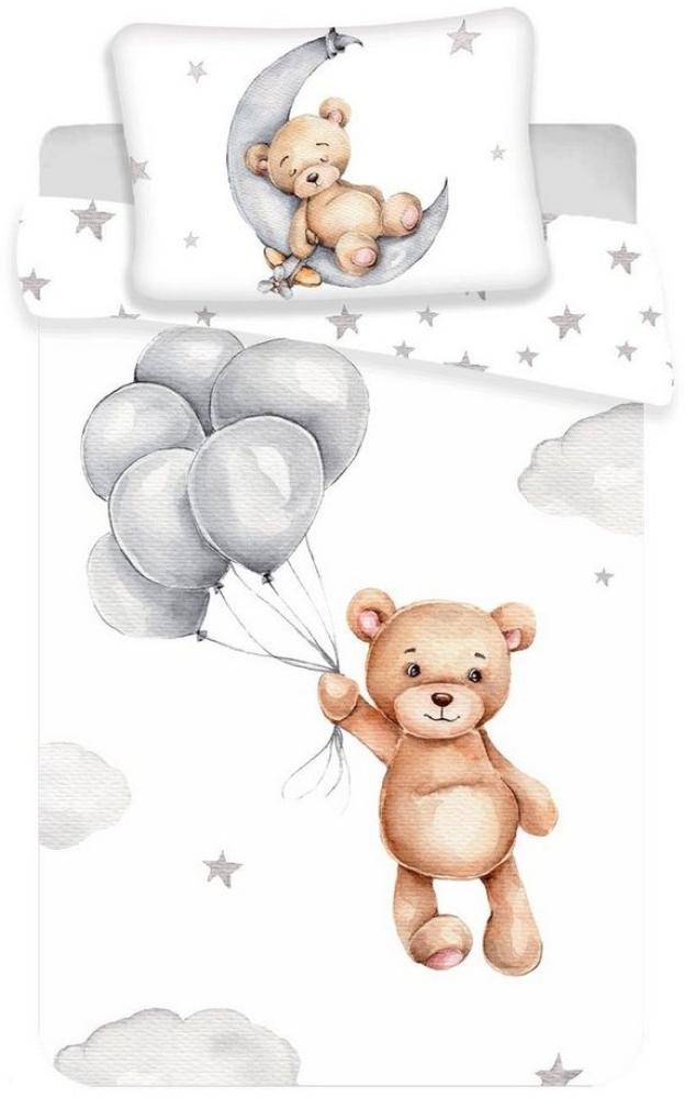 Baby Bettwäsche mit Teddy im Mond 100x135 cm 100% Baumwolle Bild 1