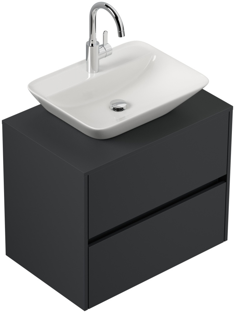 Badmöbel Taifun 70cm mit modernem Aufsatzwaschbecken grafit : Grafit Bild 1
