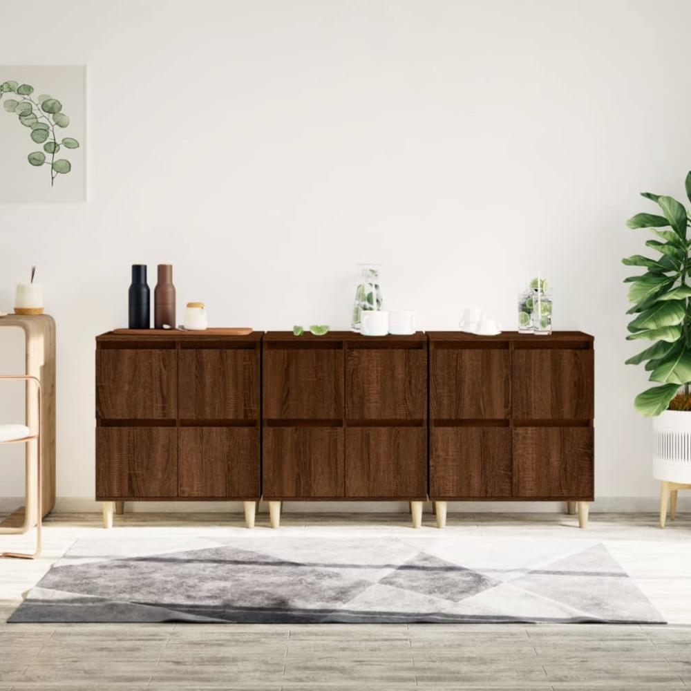 vidaXL Sideboards 3 Stk. Braun Eichen-Optik 60x35x70 cm Holzwerkstoff 3185774 Bild 1