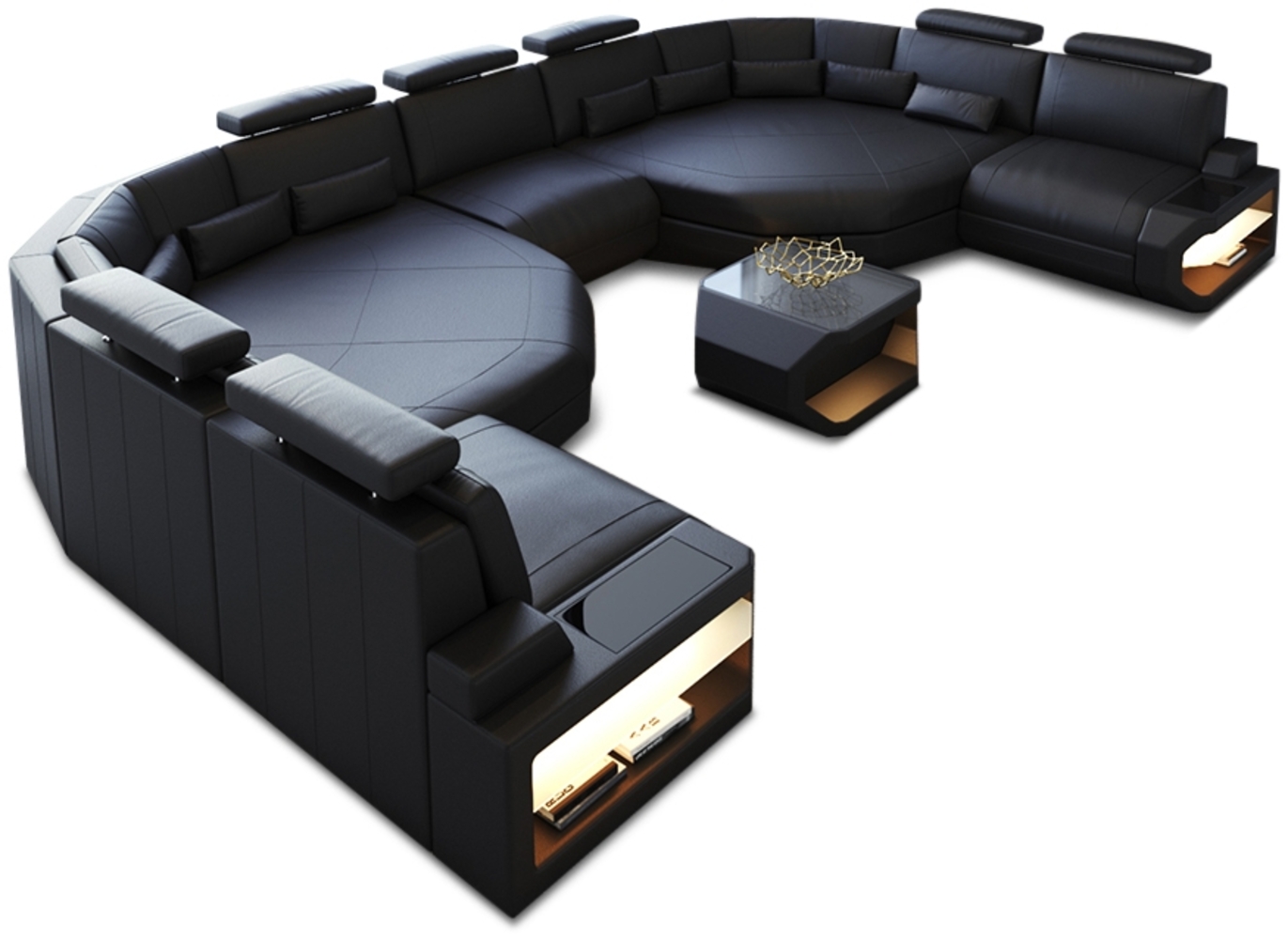 Sofa Dreams 'XXL Asti' Wohnlandschaft, 93 x 280 x 435 cm, Schwarz, Ledermix Bild 1