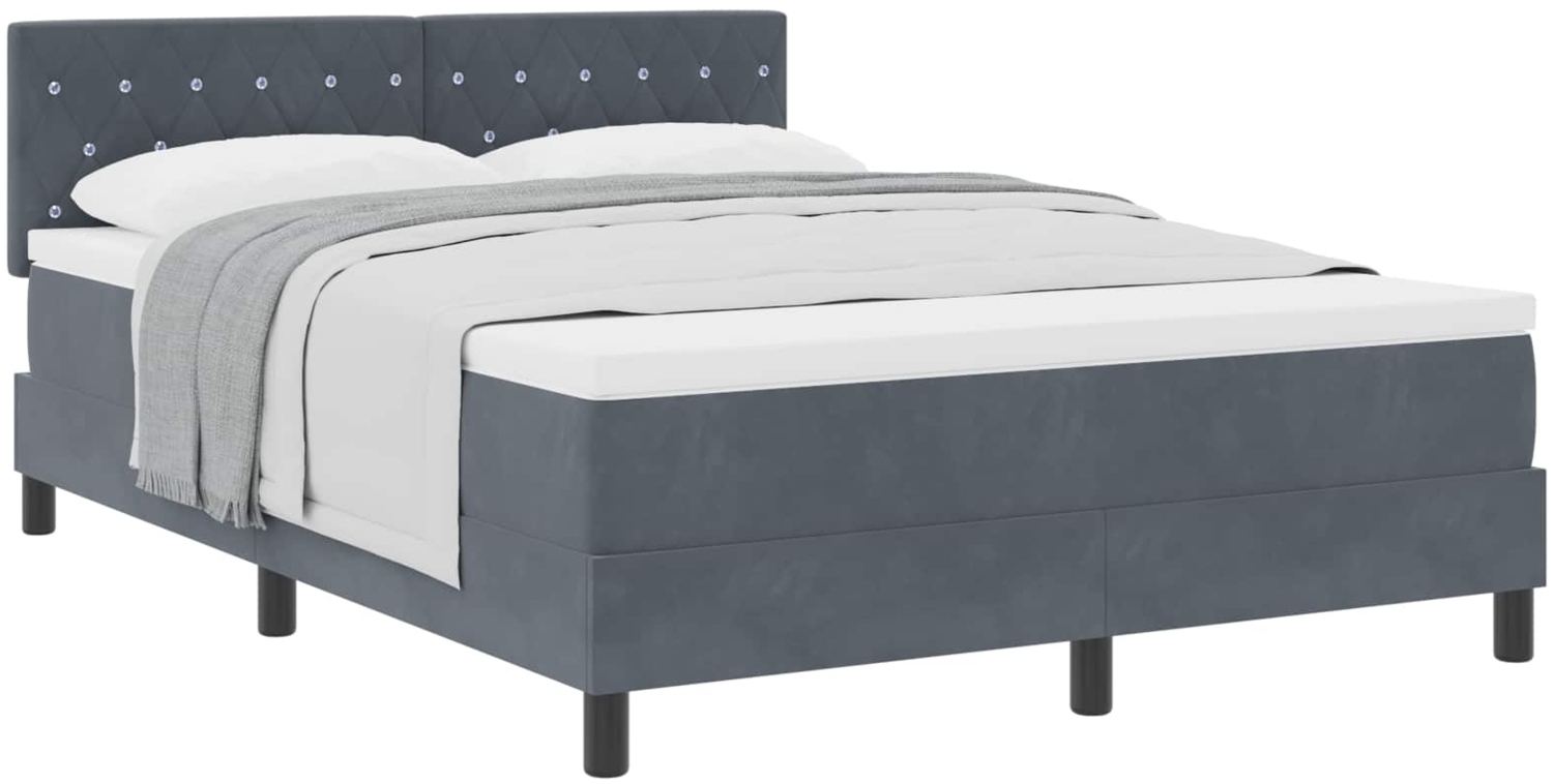 vidaXL Boxspringbett mit Matratze Dunkelgrau 140 x 190 cm Samt 3339105 Bild 1