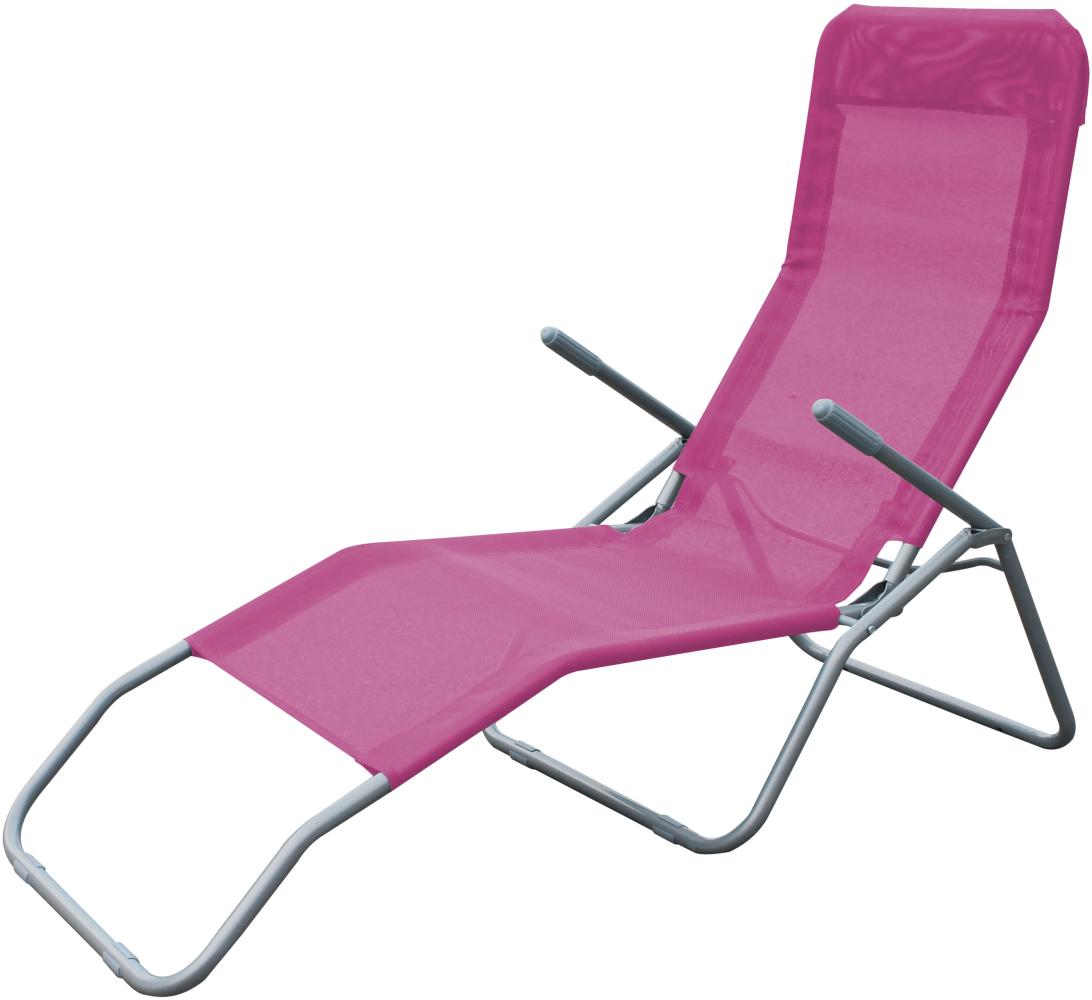 Siestaliege Kippliege Sonnenliege Strandliege Gartenliege klappbar pink Bild 1