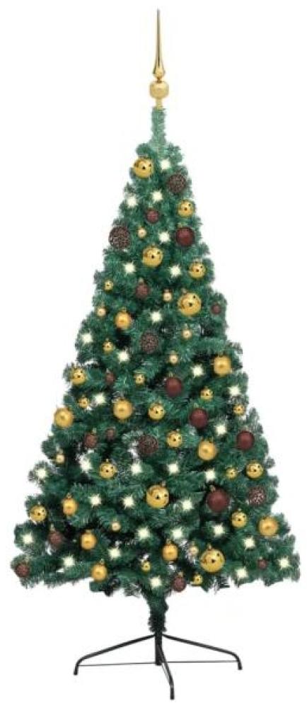 vidaXL Künstlicher Halb-Weihnachtsbaum Beleuchtung Kugeln Grün 120 cm 3077477 Bild 1