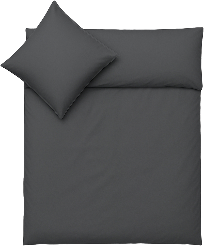 Bettwäsche 2tlg 135x200cm Microfaser mit Reißverschluss atmungsaktiv Anthrazit Bild 1