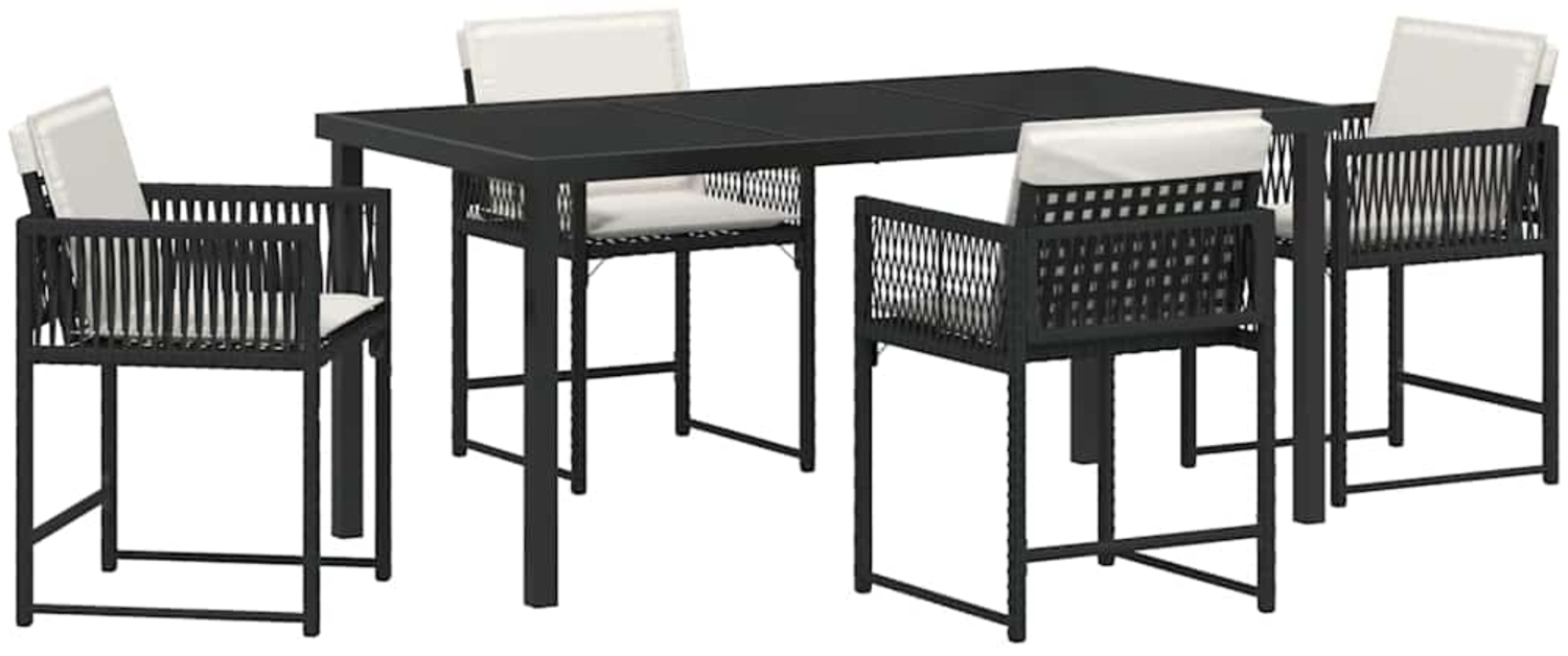 vidaXL Garten Essgruppe 5 pcs Schwarz Poly-Rattan 3380743 Bild 1