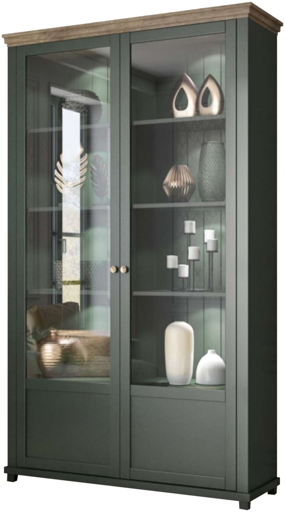 99rooms Elvira Vitrine II Grün Lefkas Eiche Bild 1
