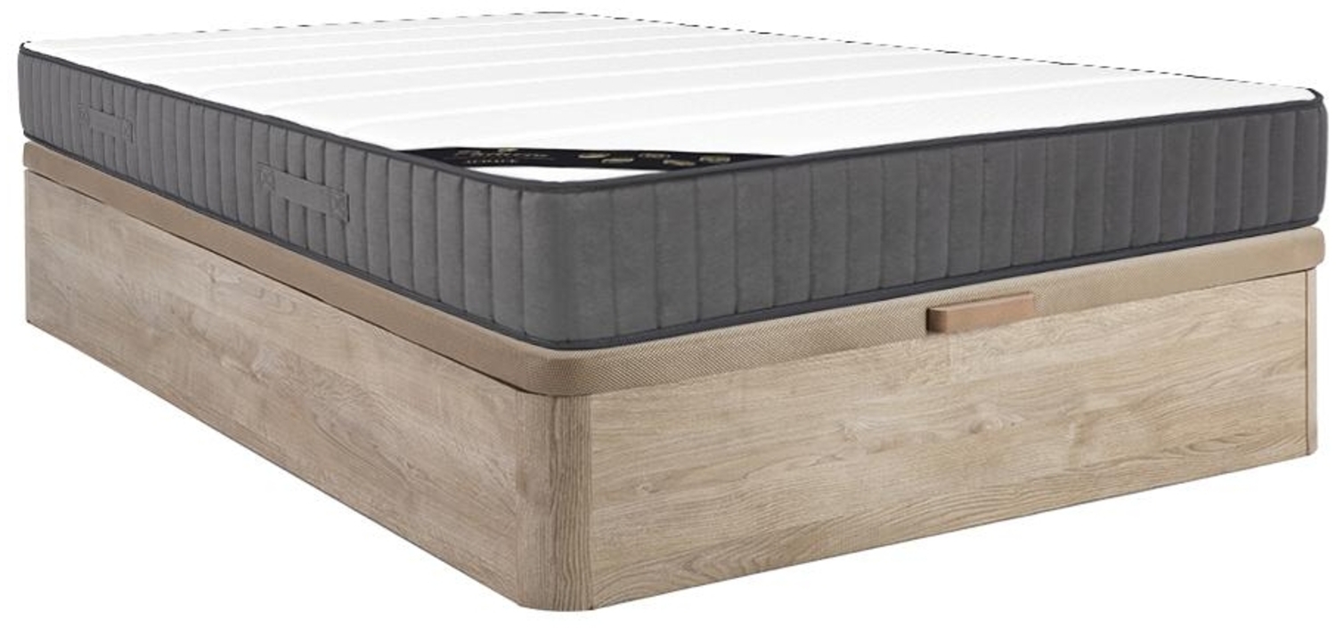 Vente-unique - Taschenfederkernmatratze-Bettgestell-Set - 160 x 200 cm - Hybridmatratze - 7 Zonen - Hochelastischer Kaltschaum - Stärke 26 cm - Holzfarben hell - AUDACE von PALACIO Bild 1