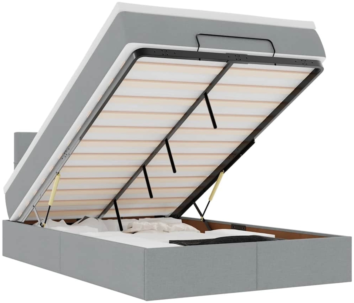 vidaXL Ottoman-Bett mit Matratze Hellgrau 120x190 cm Stoff 3311442 Bild 1