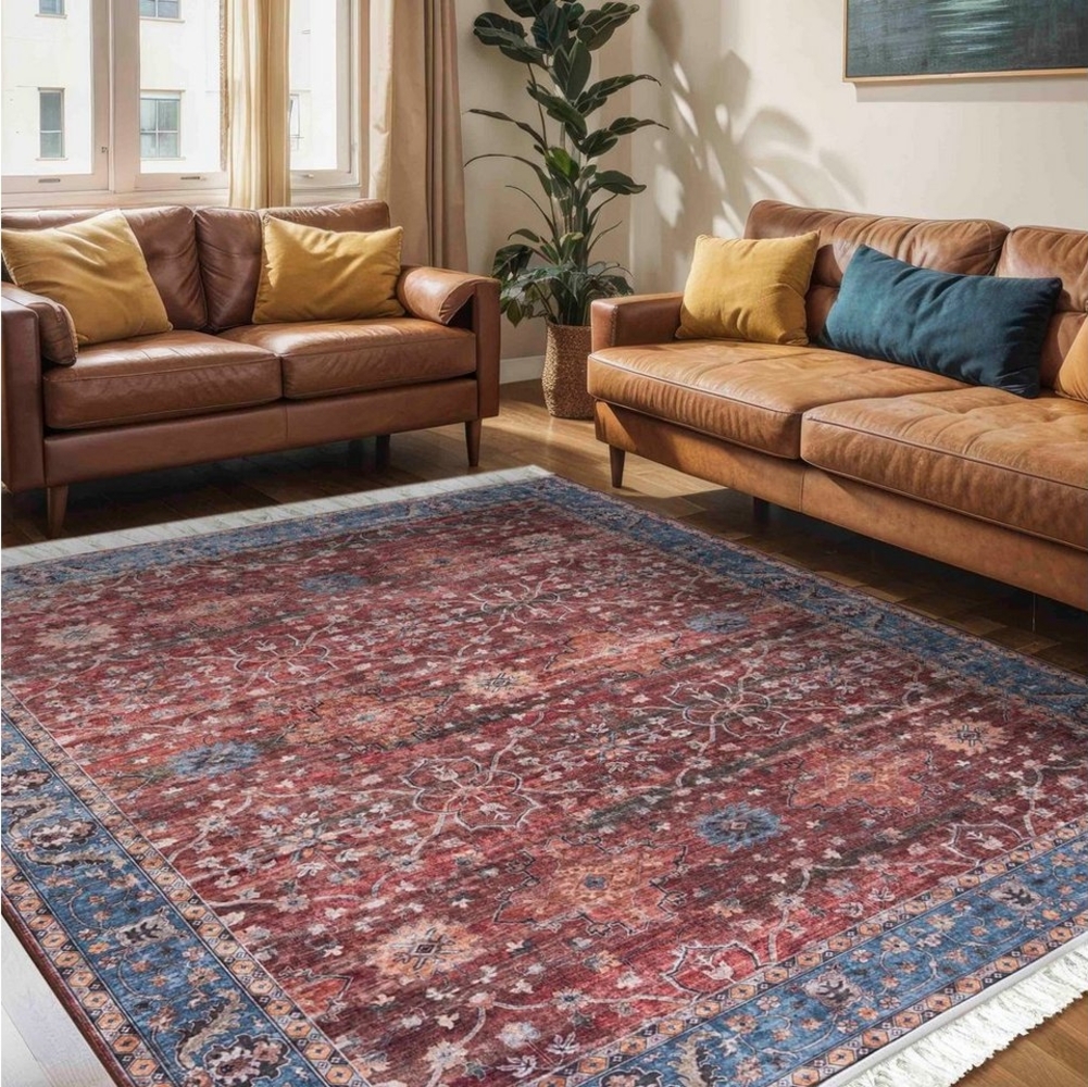 Mazovia Orientteppich Teppich Oriental Orientteppich Wohnzimmer Orient Muster Rot, 80 x 150 cm, Fußbodenheizung, Allergiker geeignet, Rutschfest Bild 1