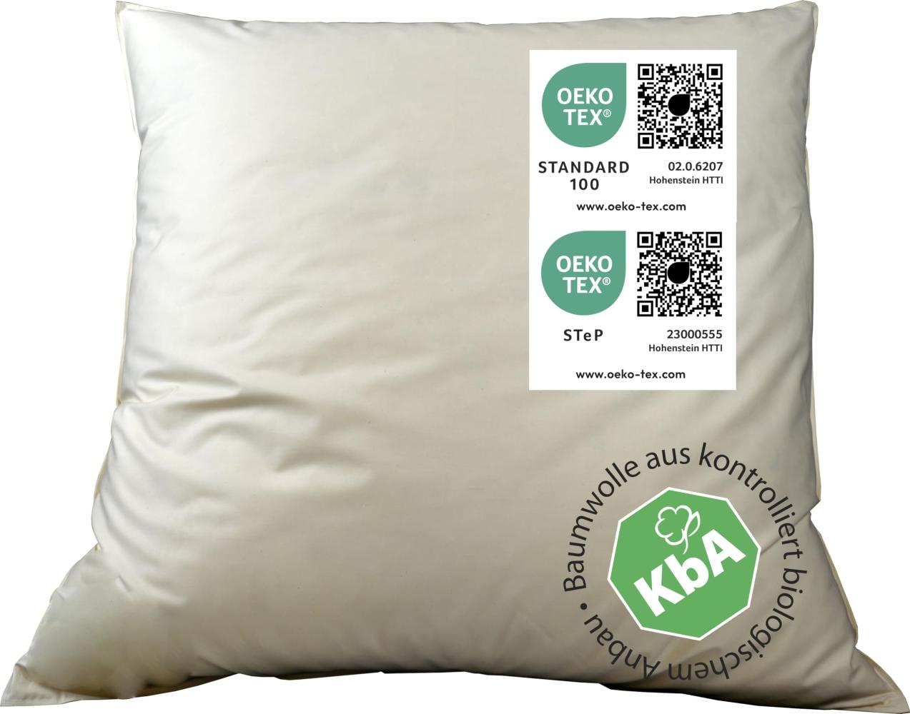 Vitaschlaf® Bio-Luxe-KBA Daune Kissen Organic GÄNSE Deutsche Qualitat alle Größen 30% Daune (80x80cm FLACH DÜNN) Bild 1