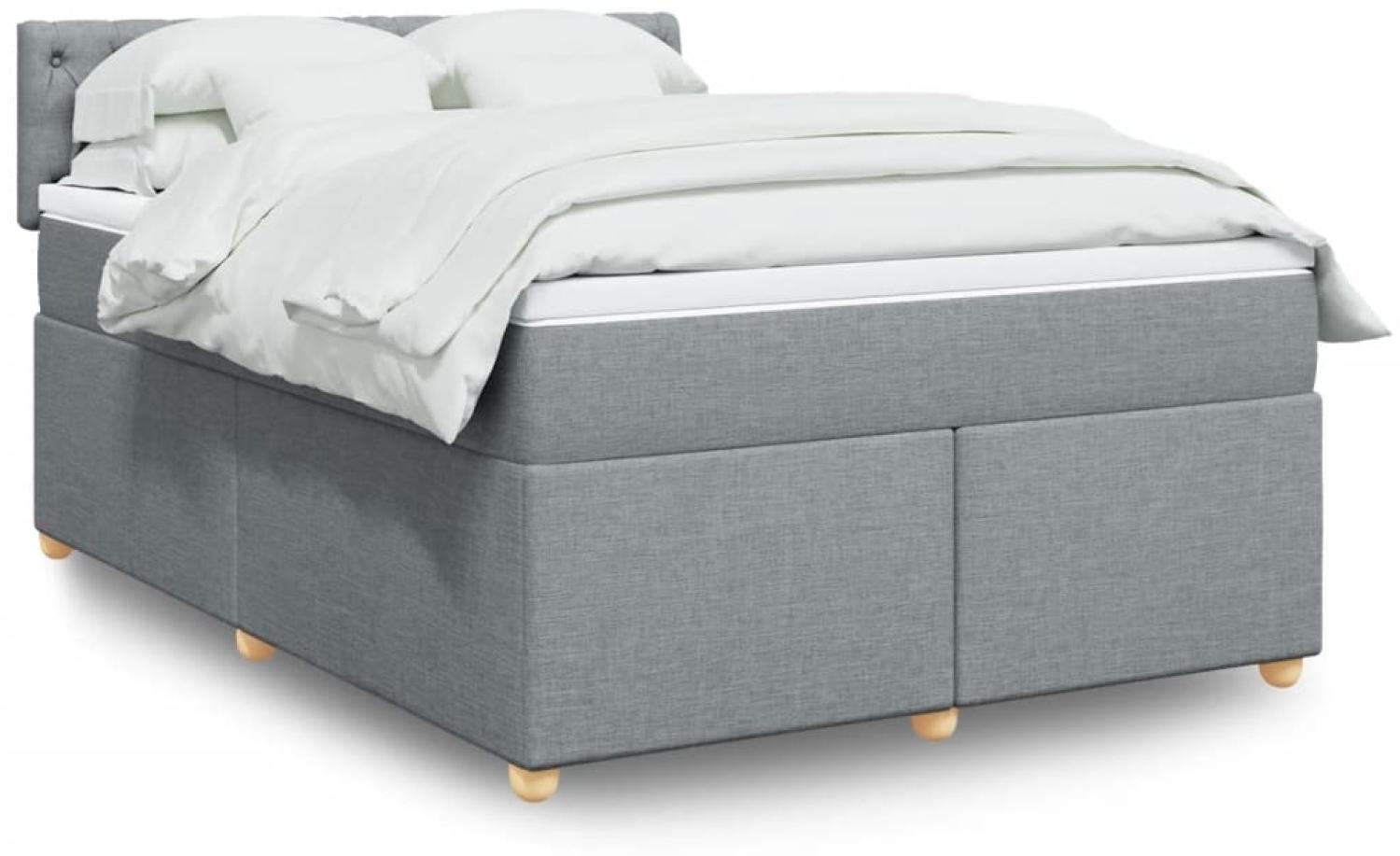 vidaXL Boxspringbett mit Matratze Hellgrau 140x190 cm Stoff 3288982 Bild 1