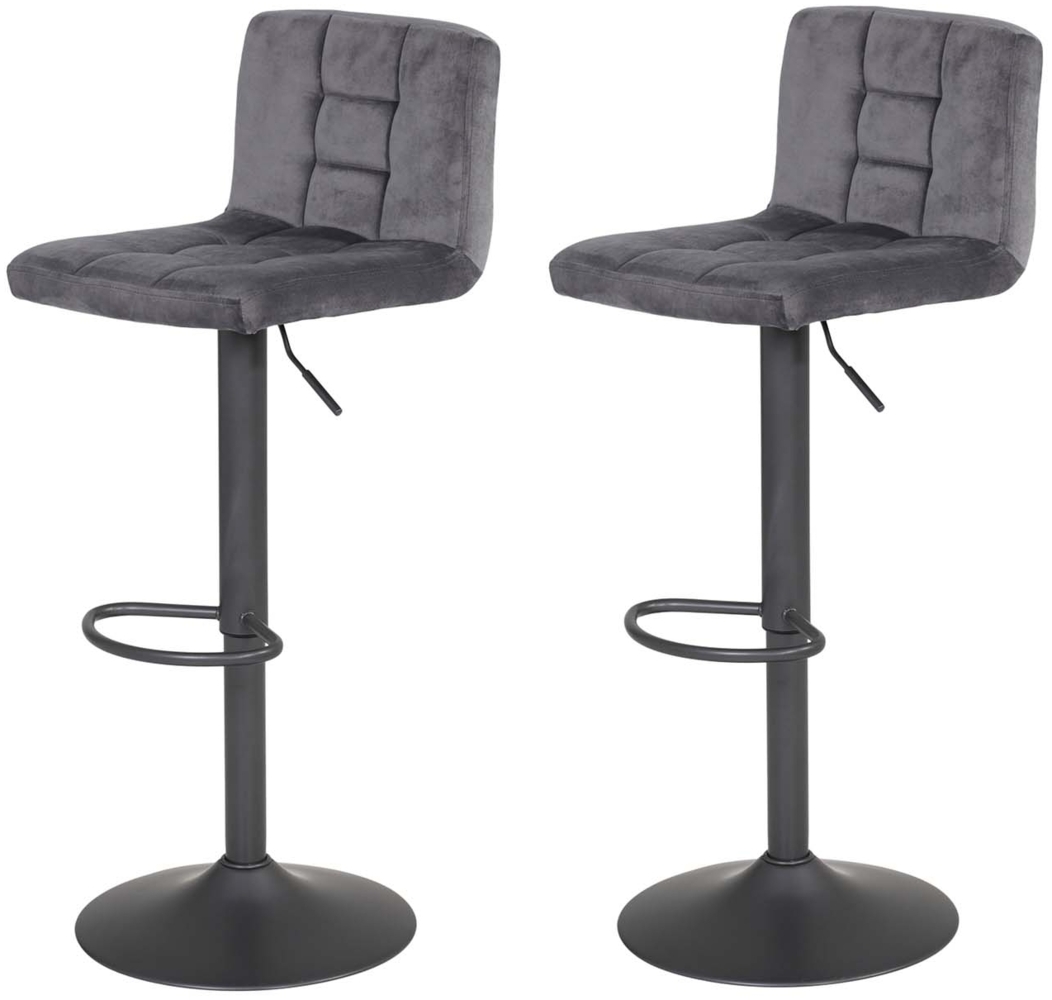 2er Set Barhocker Amanda II - Samtvelour Grau Bild 1