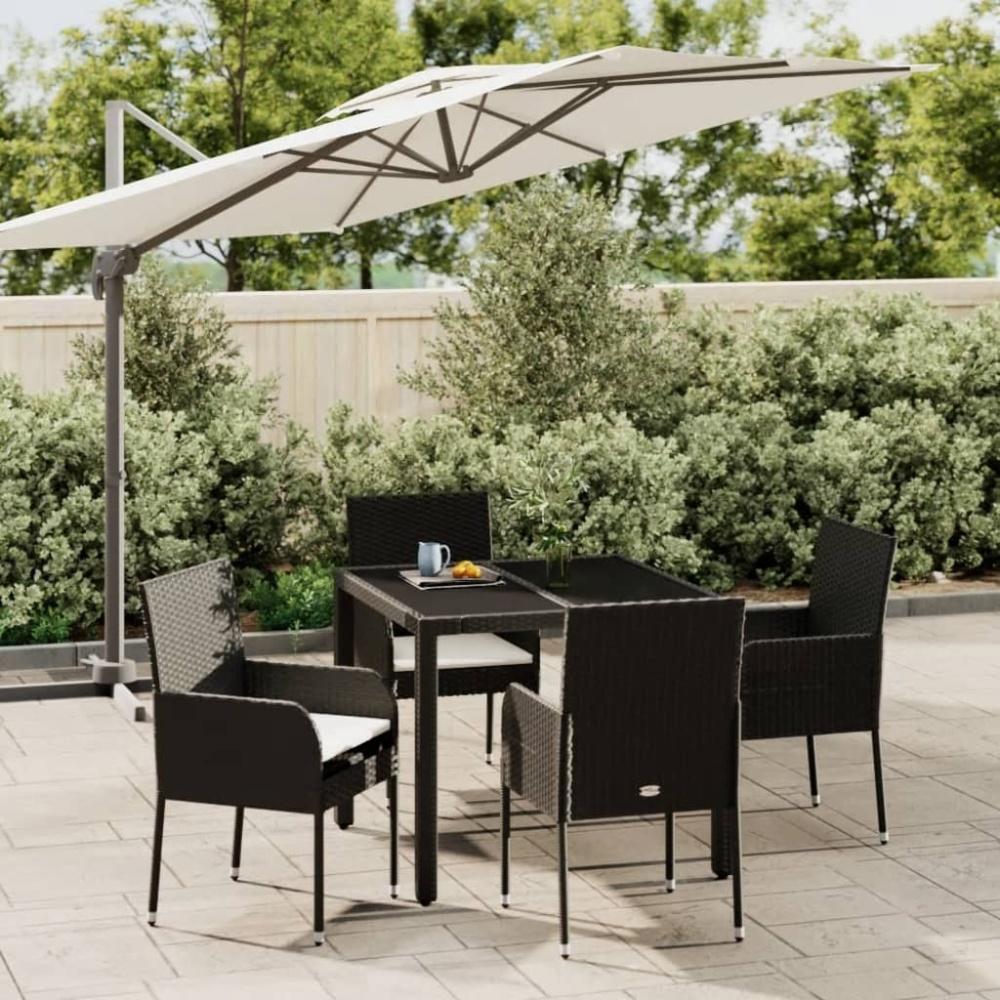 vidaXL 5-tlg. Garten-Essgruppe mit Kissen Schwarz Poly Rattan 3185000 Bild 1