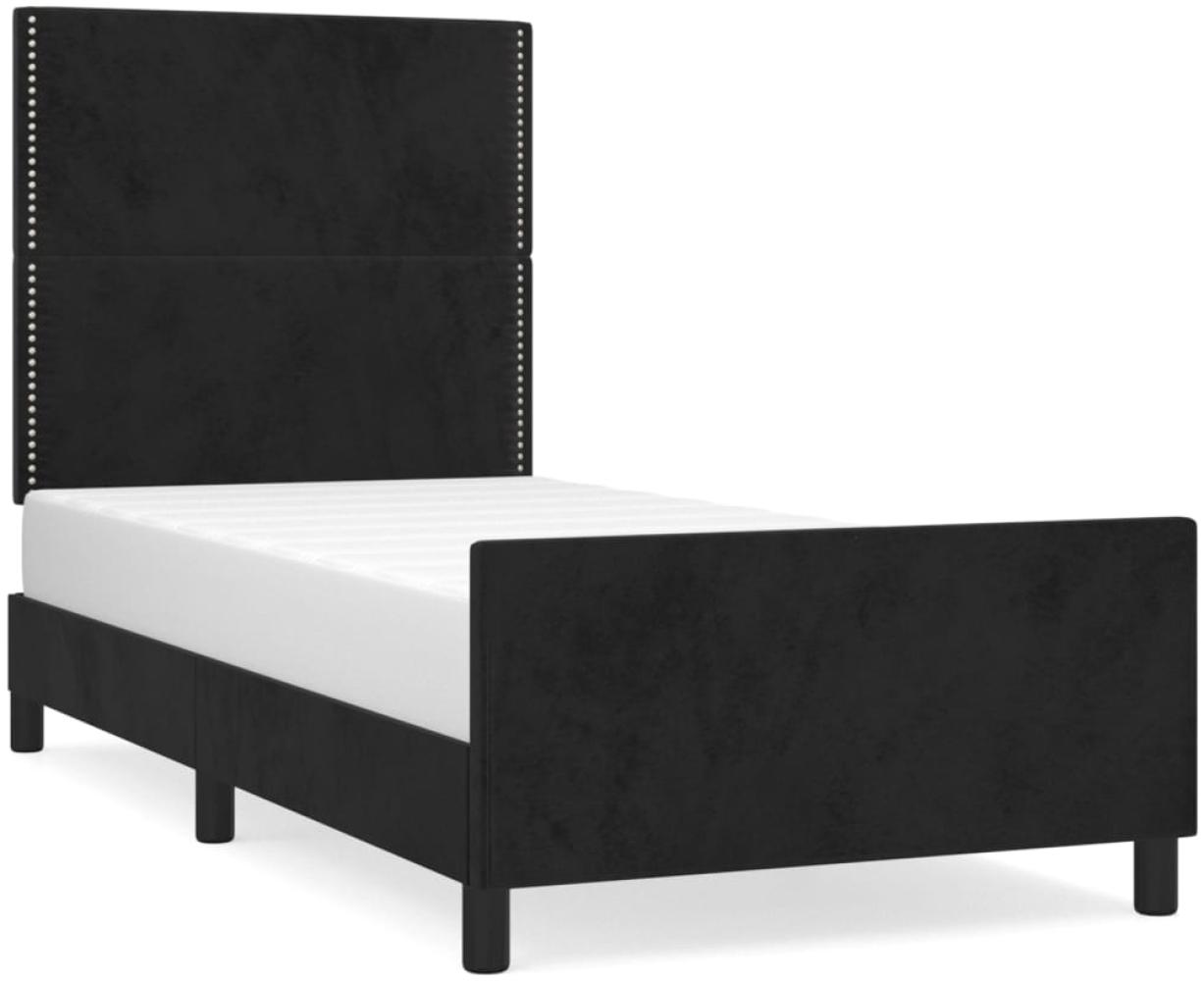 vidaXL Bettgestell mit Kopfteil Schwarz 90x190 cm Samt, Härtegrad: H2 [3125668] Bild 1