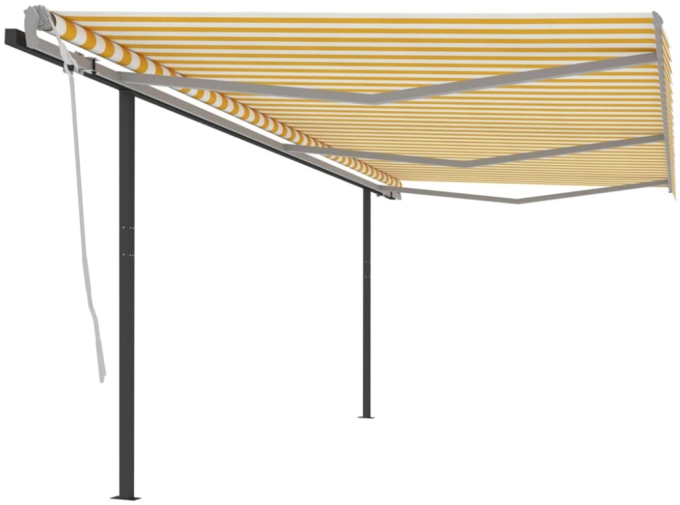 vidaXL Markise Manuell Einziehbar mit Pfosten 6x3,5 m Gelb Weiß 3070278 Bild 1