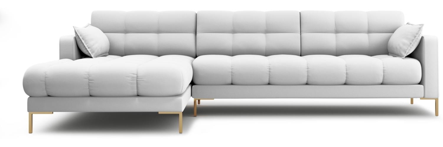 Micadoni Ecksofa Mamaia 5-Sitzer Links Strukturierter Stoff Hellgrau Metall Gold Bild 1