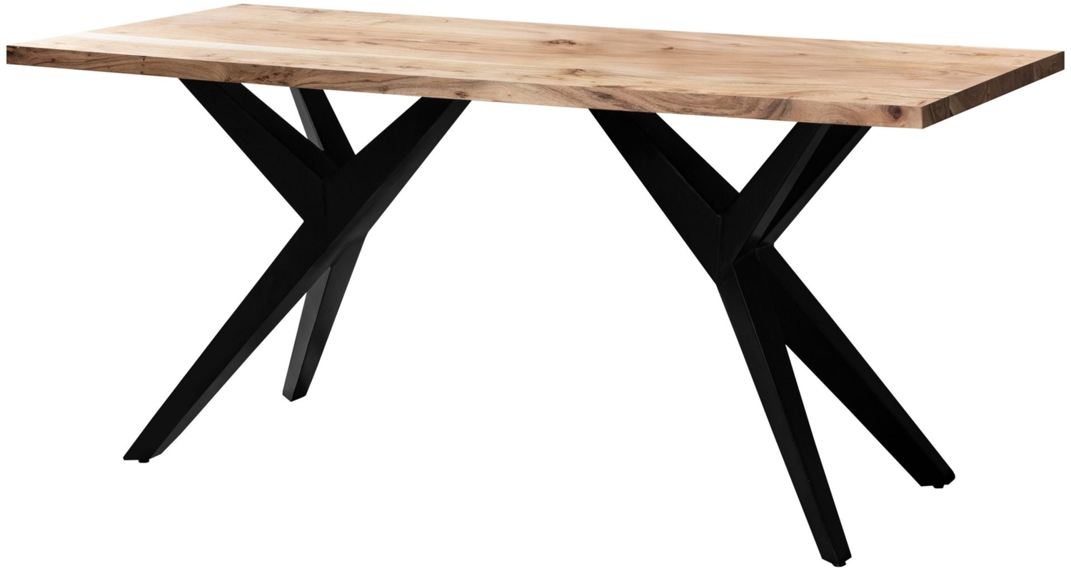 Esszimmertisch 160 x 80 x 76 cm Akazie Massivholz Metall Esstisch Loft-Style, Küchentisch mit Metallbeinen, Holztisch Industrial Groß, Speisetisch Esszimmer Rechteckig Bild 1
