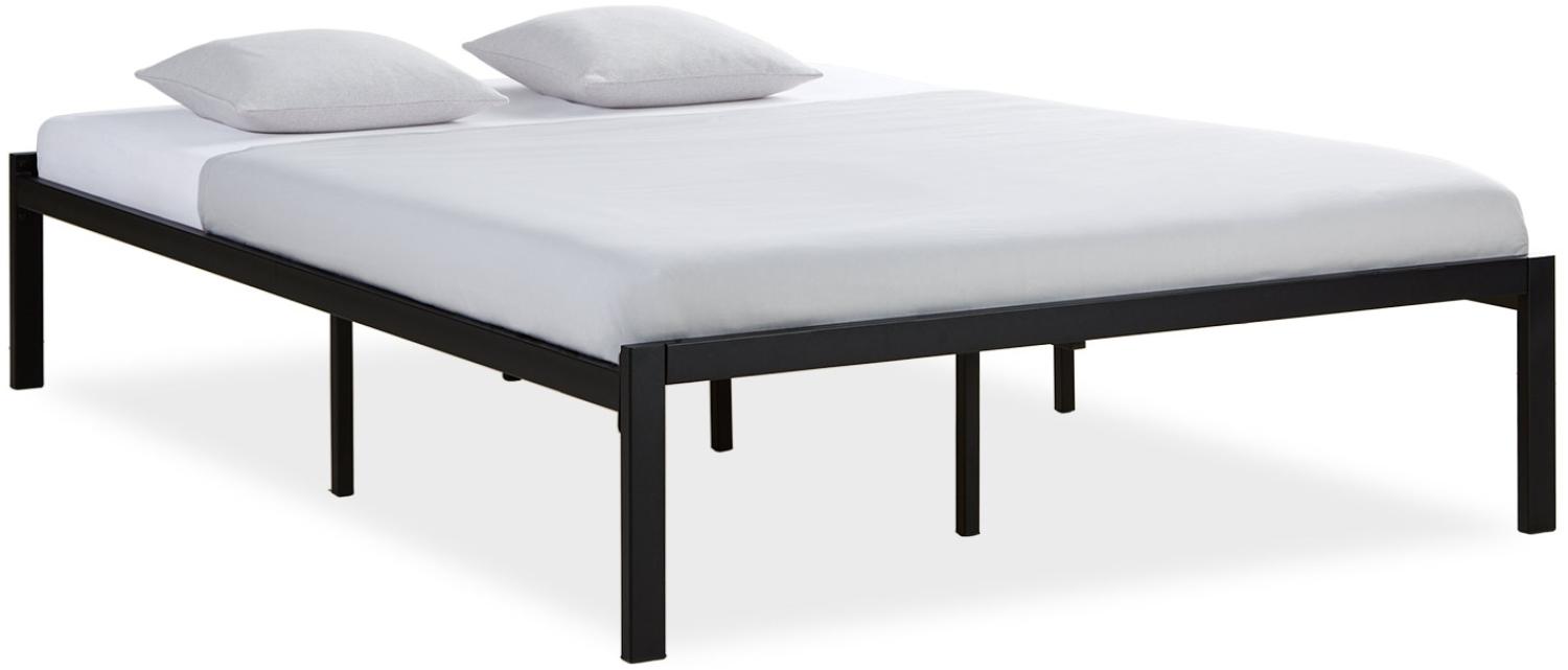 Metallbett 140x200 cm Schwarz Doppelbett Futonbett Bett Bettgestell Lattenrost Gästebett Jugendbett Bild 1