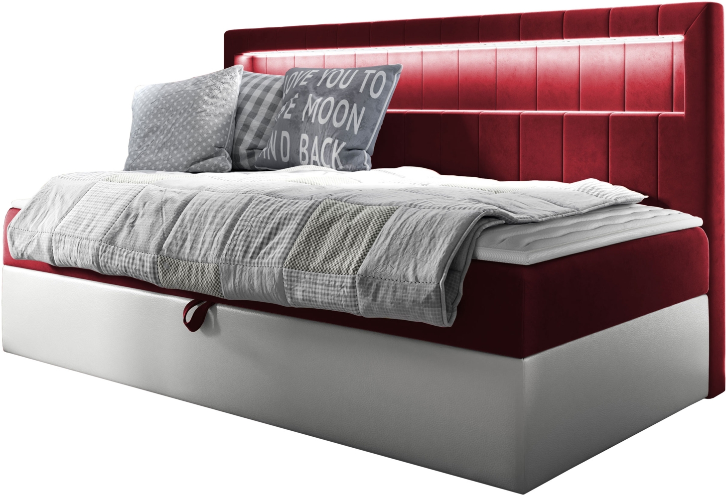 Boxspringbett 'Gladino Junior 2' rot 90 x 200 cm Bild 1