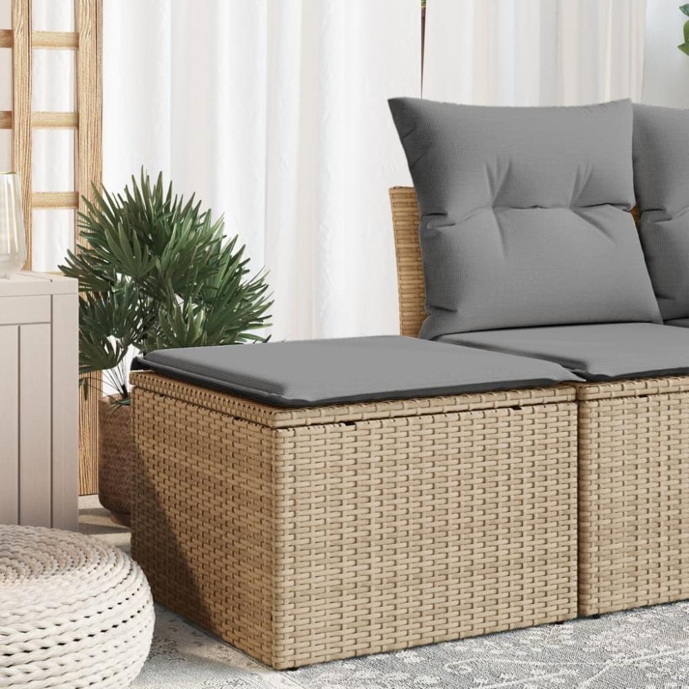 vidaXL Gartenhocker mit Kissen Beige 55x55x37 cm Poly Rattan 366090 Bild 1