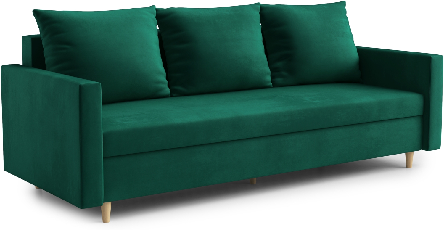 AX LIVING Hyden 3 Sitzer Sofa mit Schlaffunktion 222 cm breit Flaschengrün Bild 1