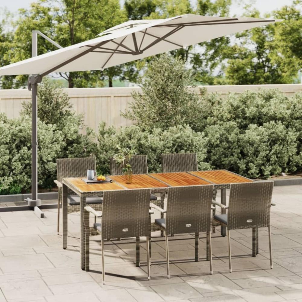 vidaXL 7-tlg. Garten-Essgruppe mit Kissen Grau Poly Rattan Bild 1