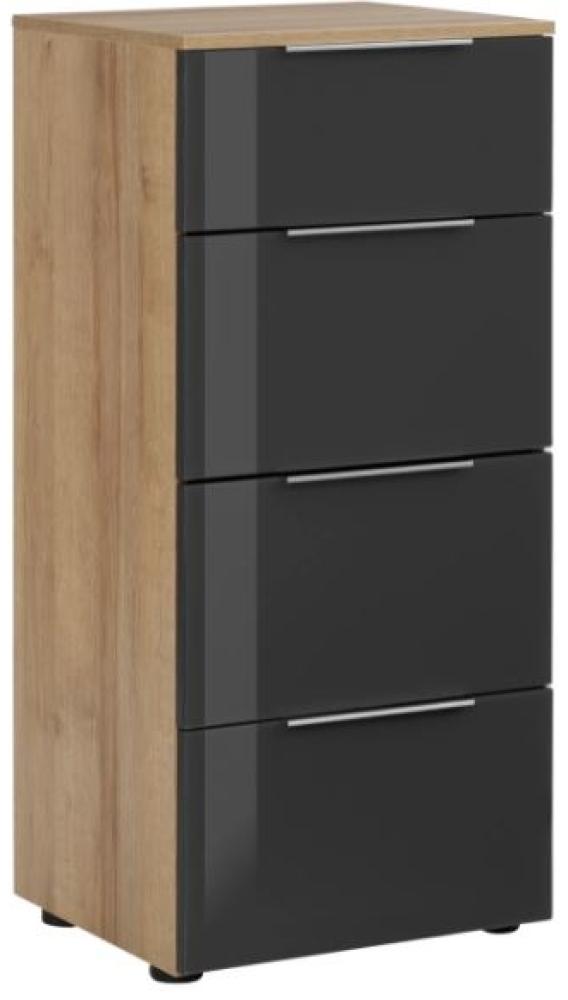 Maja Möbel Trend Kommode 7804 Riviera Eiche / Glas Anthrazit Bild 1
