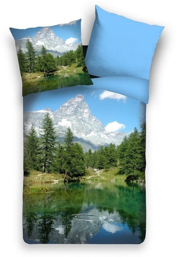 TRAUMSCHLAF Bettwäsche Panorama Bergsee, Renforce, 2 teilig, Fotodruck Qualität Bild 1