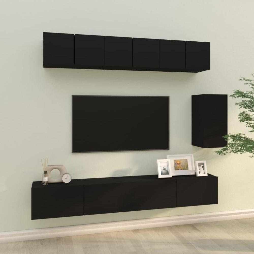 vidaXL 6-tlg. TV-Schrank-Set Schwarz Holzwerkstoff 3114615 Bild 1