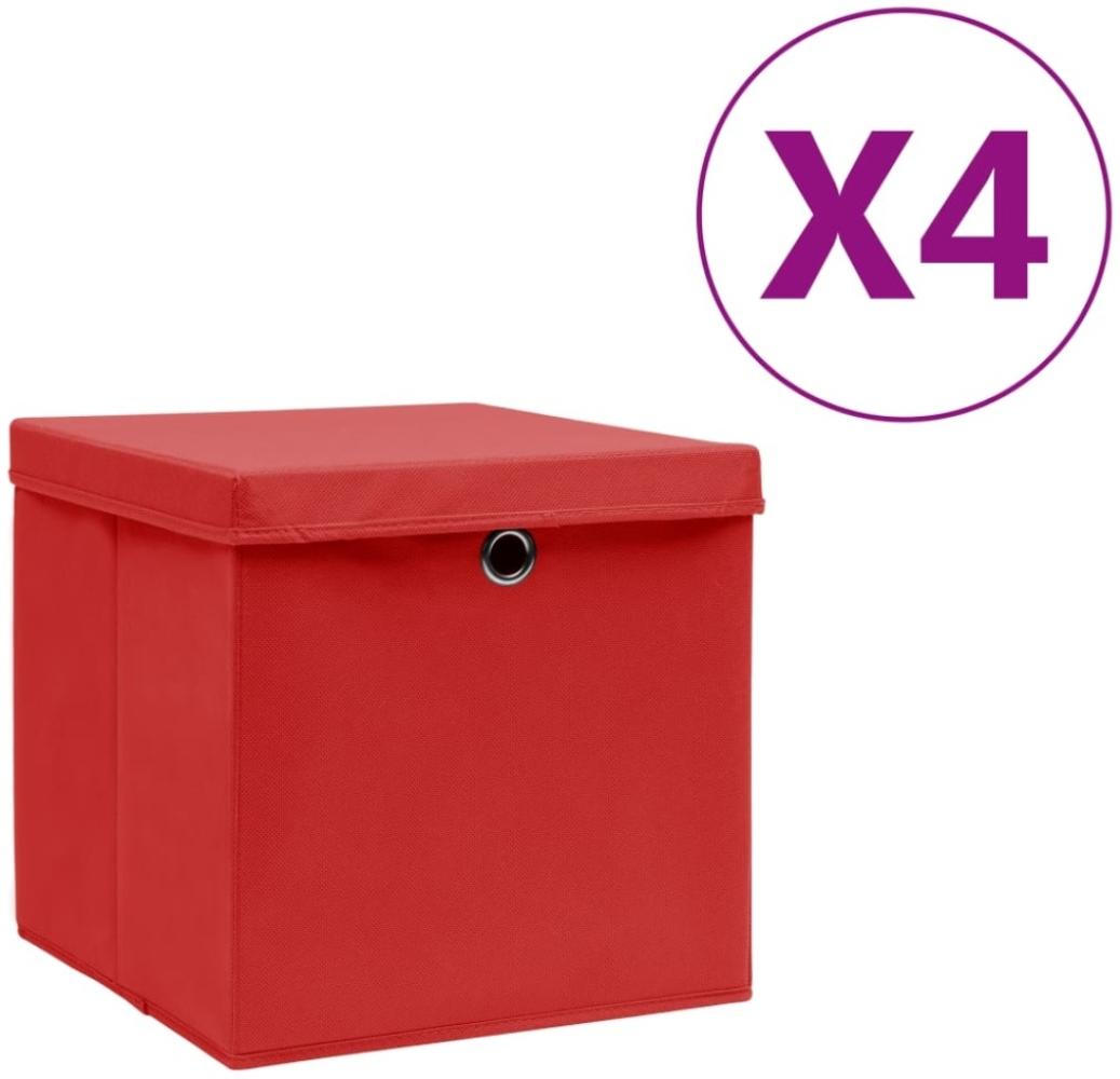 vidaXL Aufbewahrungsboxen mit Deckeln 4 Stk. 28x28x28 cm Rot 325220 Bild 1