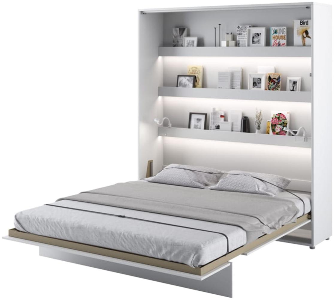 MEBLINI Schrankbett Bed Concept - BC-13 - 180x200cm Vertikal - Weiß Hochglanz/Weiß mit Matratze - Wandbett mit Lattenrost - Klappbett mit Schrank - Wandklappbett - Murphy Bed - Bettschrank Bild 1