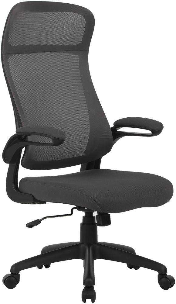 byLIVING Chefsessel FLOW / Kunststoff schwarz / Netzstoff grau / Wippmechanik / Sicherheitsklemmschutz / Höhenverstellung / gebremste Sicherheitsdoppelrollen / B 62, H 114-122, T 61 cm Bild 1