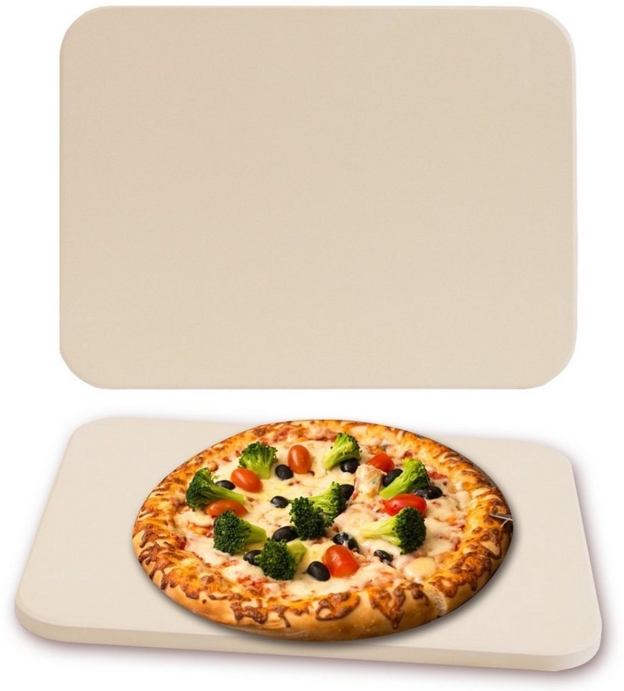 Pizzastein Brotbackstein Steinofen Cordierit 30x38 CM Beige Gasgrill Pizza Stone für knusprigen Boden Küchen Zubehör Grillzubehör Italienische Art Bild 1