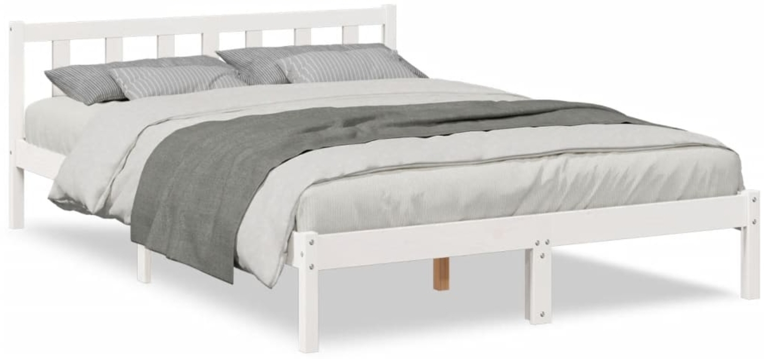 vidaXL Massivholzbett Extra Lang ohne Matratze Weiß 160x210 Kieferholz 852437 Bild 1