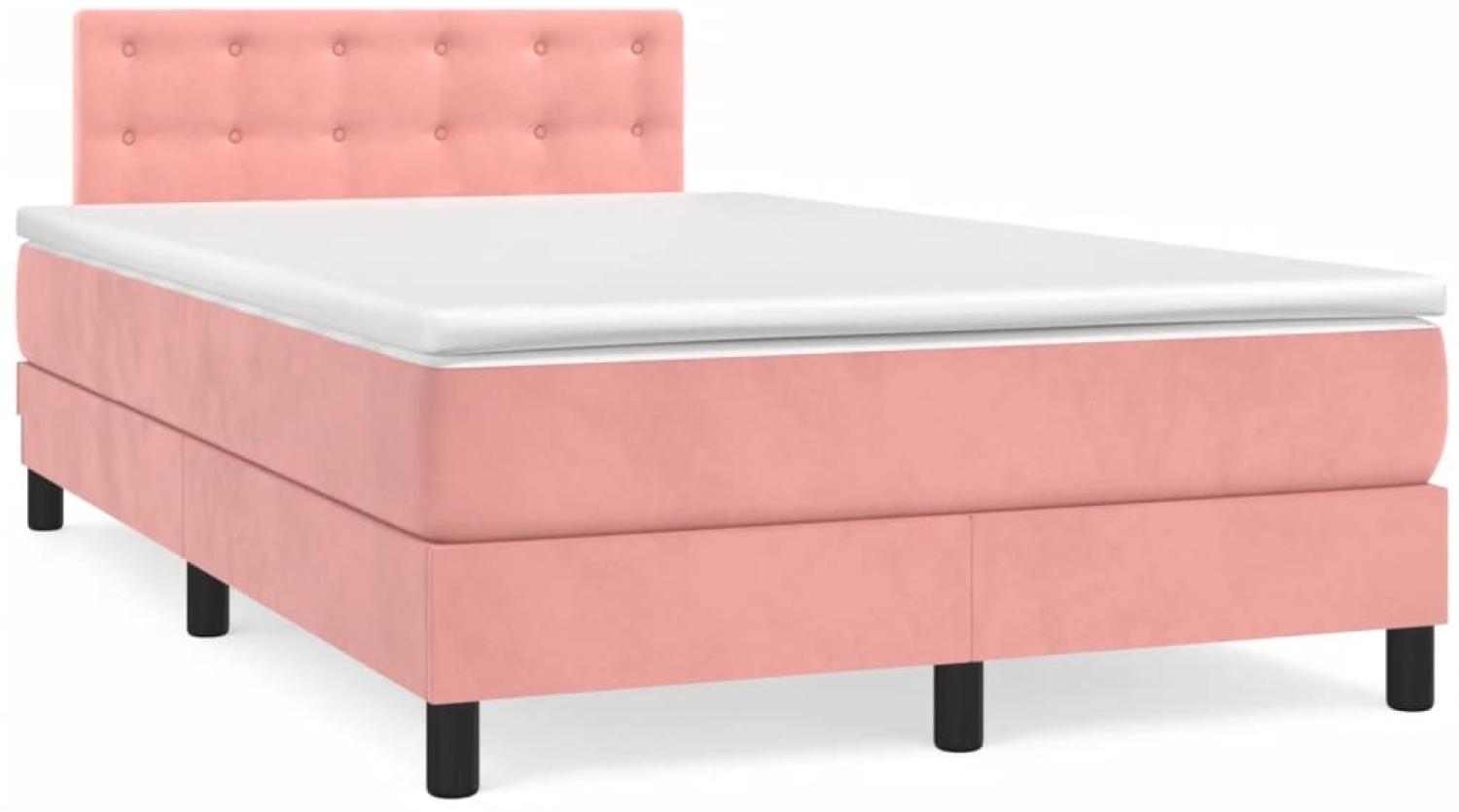 vidaXL Boxspringbett mit Matratze Rosa 120x190 cm Samt 3269866 Bild 1