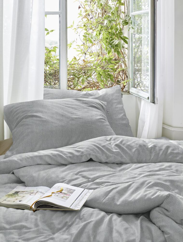 Irisette Easy Soft-Seersucker Bettwäsche 135x200 Melange silber weiß 8514-11 Bild 1