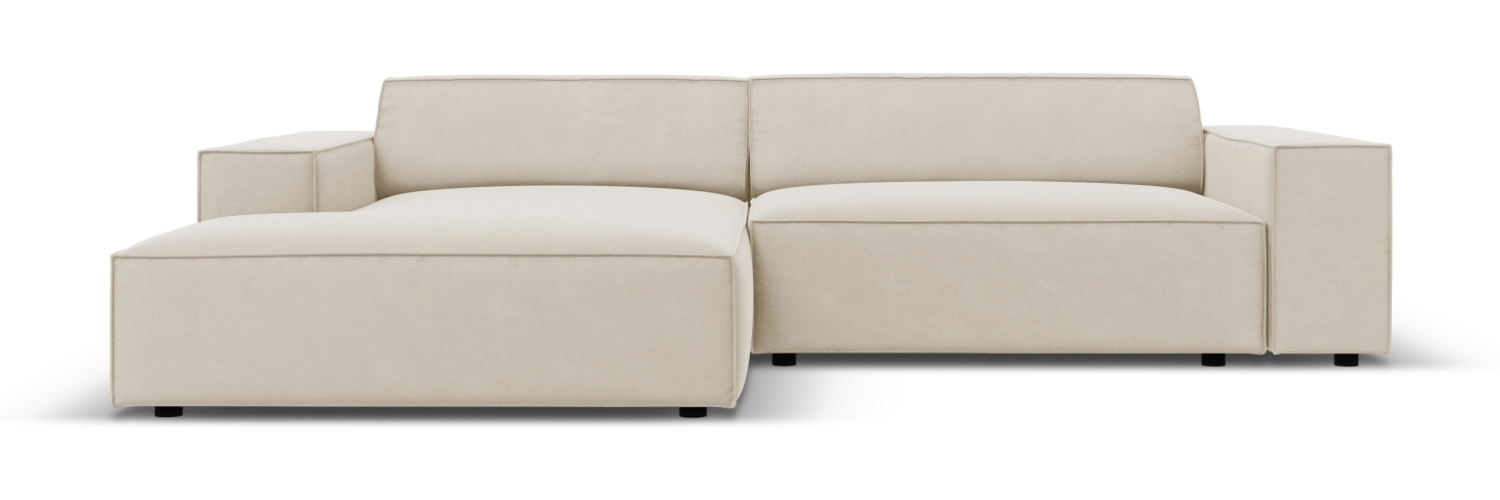 Micadoni Ecksofa Jodie 3-Sitzer Samtstoff Dunkelbeige Links Bild 1
