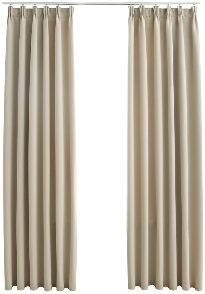 vidaXL Verdunkelungsvorhänge mit Haken 2 Stk. Beige 140x175cm 134446 Bild 1