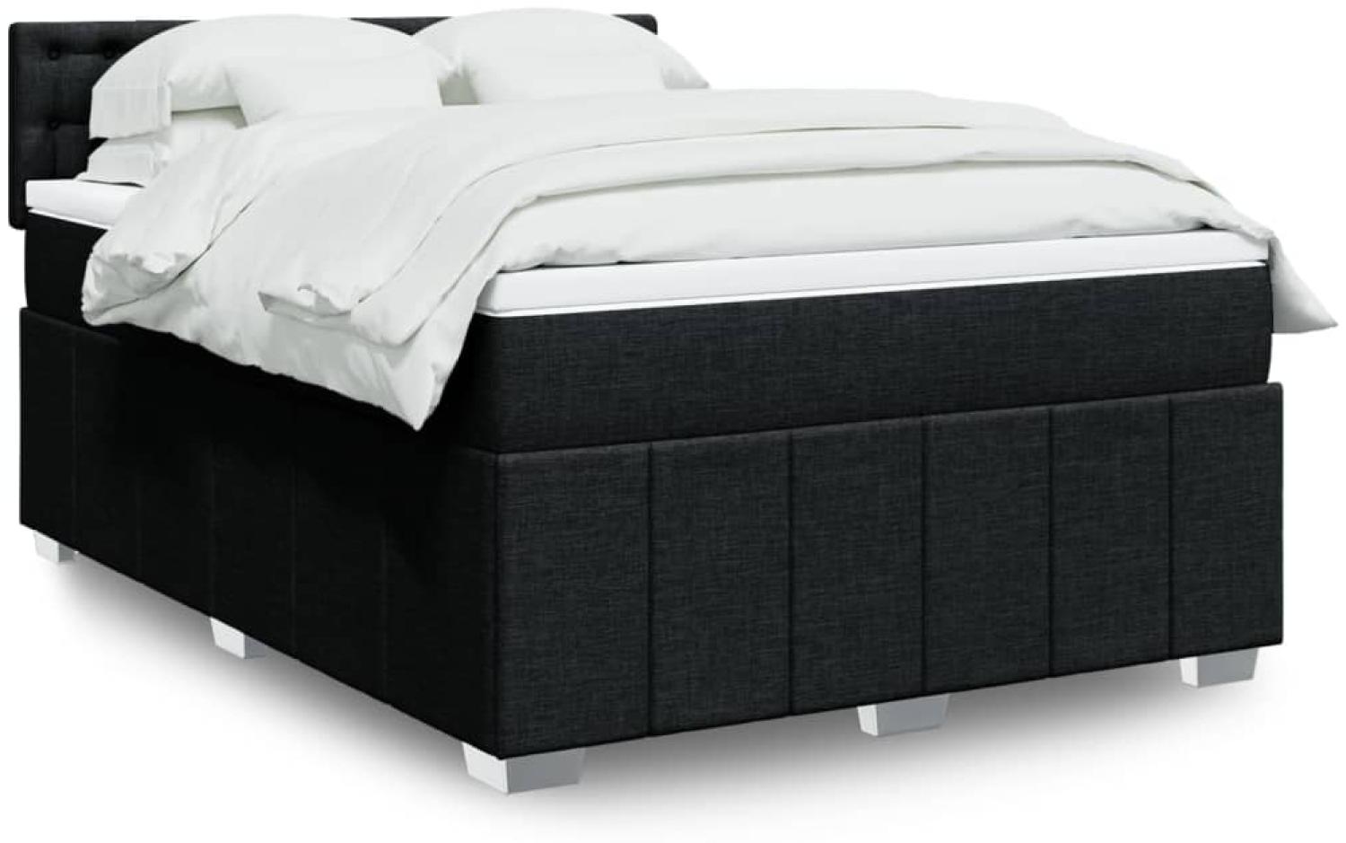 vidaXL Boxspringbett mit Matratze Schwarz 140x190 cm Stoff 3289379 Bild 1