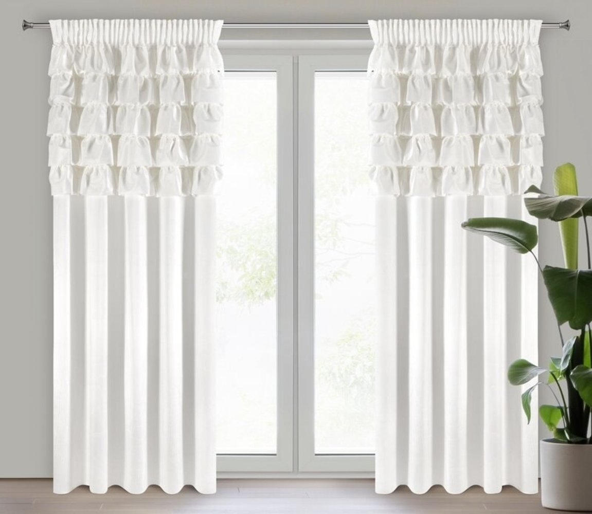 Vorhang AURA mit Rüsche Velours Samtvorhänge weiß 140x270 cm Kräuselband Bild 1
