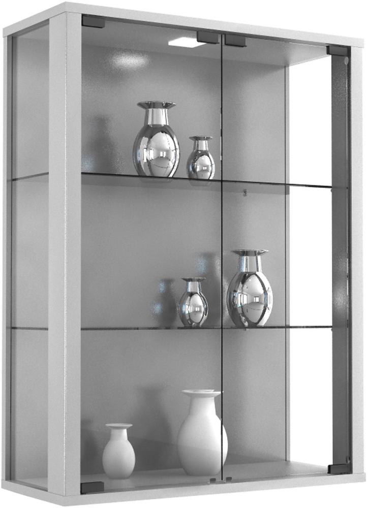 Vitrinenschrank Glas Wandschrank Vitrine Sammlervitrine Hängeschrank silber Bild 1