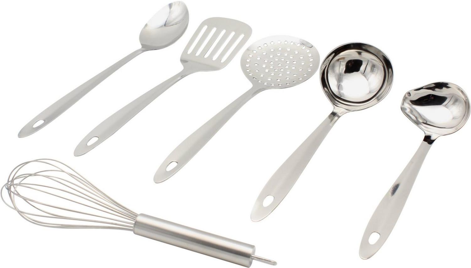 Krüger Kochbesteck-Set (Set, 6-tlg, Gemüselöffel, Saucenlöffel, Schaumlöffel, Schneebesen, Schöpflöffel, Wender), aus rostfreiem Edelstahl Bild 1