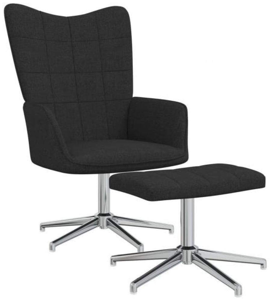 vidaXL Relaxsessel mit Hocker Schwarz Stoff, Drehbar [328002] Bild 1