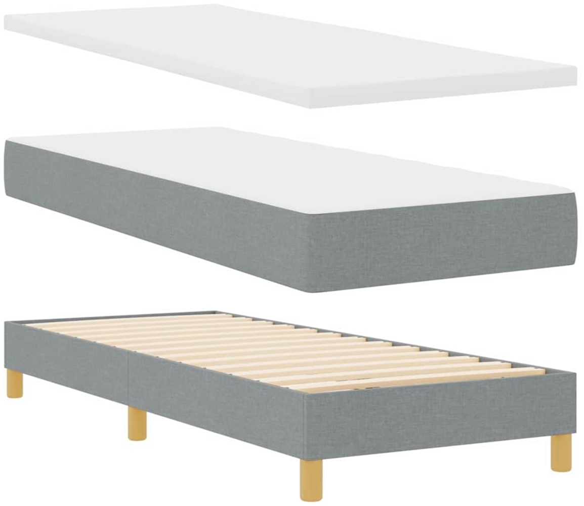vidaXL Boxspringbett mit Matratze Creme 90x200 cm Stoff Hellgrau 3340241 Bild 1