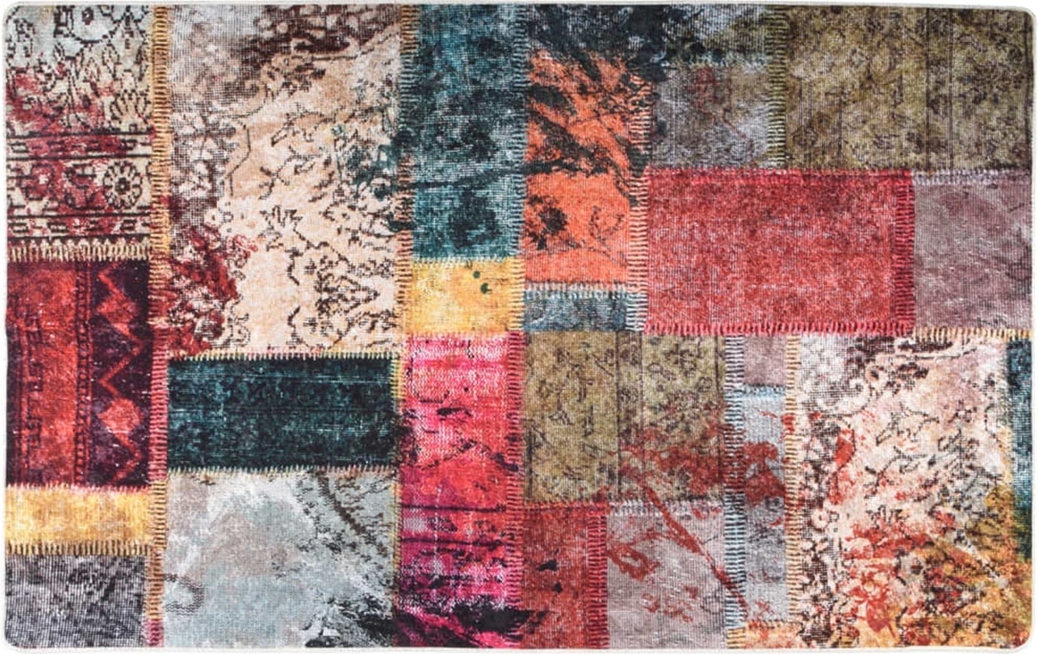 vidaXL Teppich Waschbar Patchwork Mehrfarbig 160x230 cm Rutschfest 337967 Bild 1