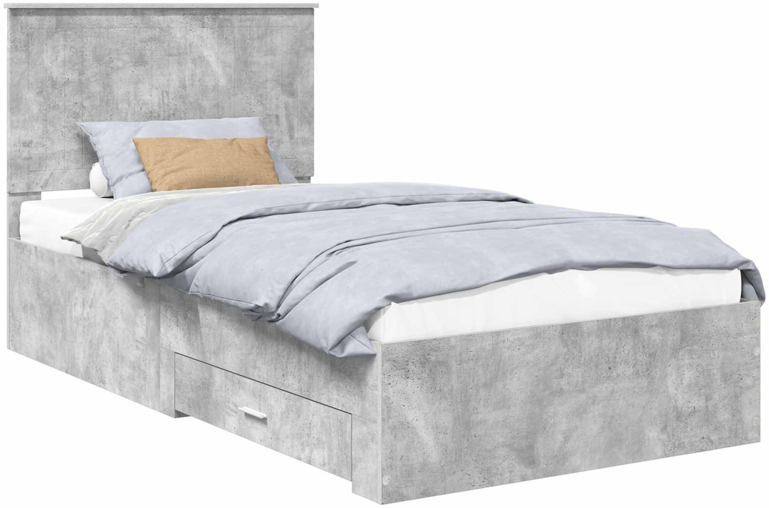 vidaXL Bettrahmen mit Kopfteil Beton Grau 100x200 cm Holzwerkstoff 3411344 Bild 1