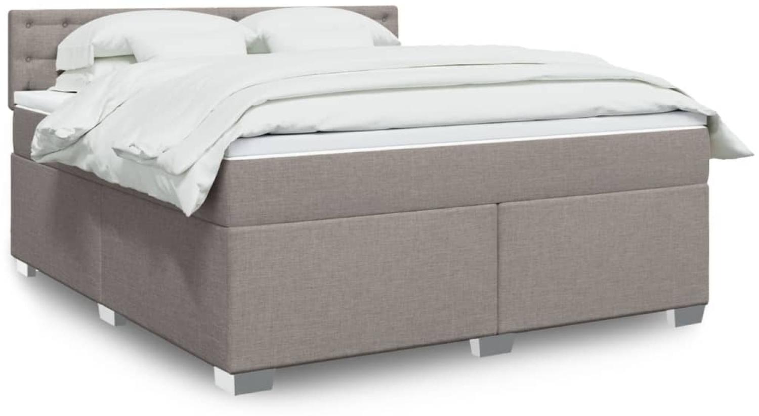 vidaXL Boxspringbett mit Matratze Taupe 180x200 cm Stoff Bild 1