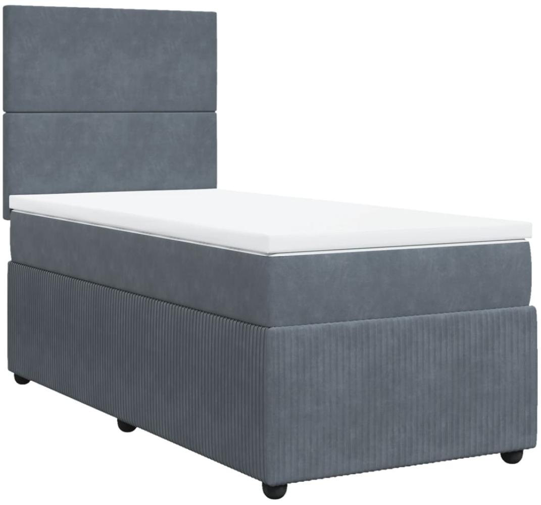 vidaXL Boxspringbett mit Matratze Dunkelgrau 80x200 cm Samt 3292185 Bild 1